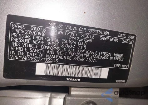 2007 Volvo Xc90 V8 from USA, damaged, VIN YV4CZ852771365546